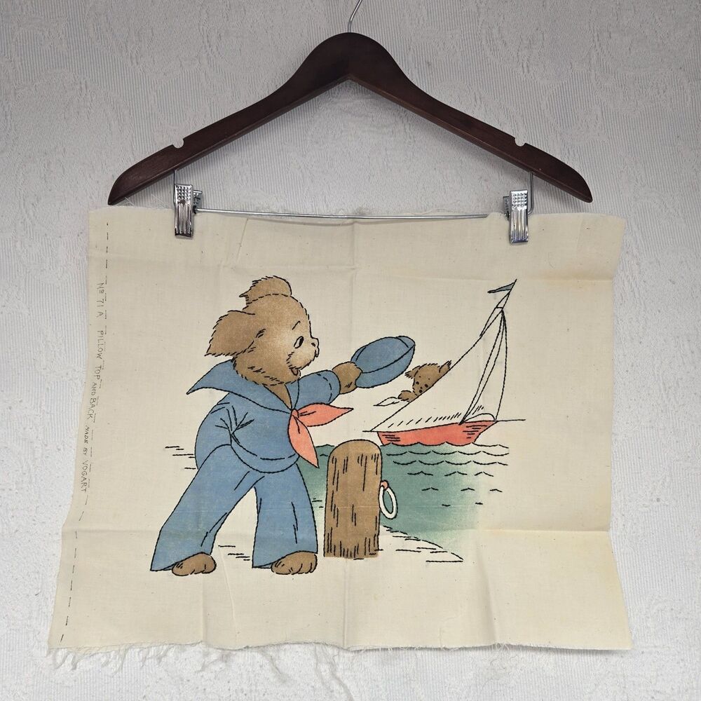Vintage 50's Vogart Hand Stitched Pillow Topper Retro Baby Boomer Collectable
